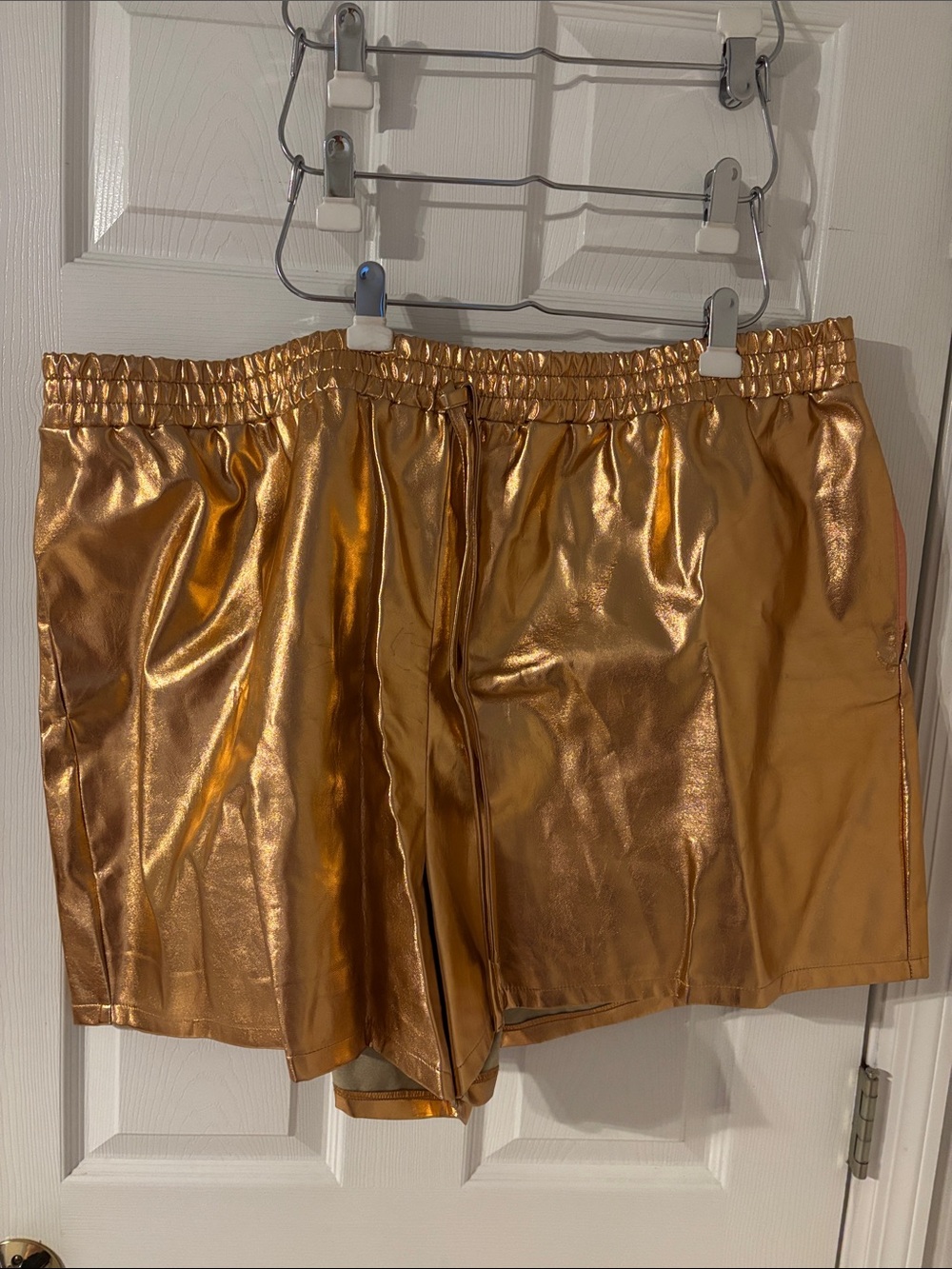 Metallic Gold Elastic Waist Shorts